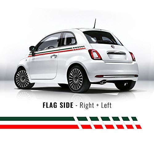 4R Quattroerre.It Kit Fiancate Stripes Strisce Adesive Compatibile Con Fiat 500 Tricolore Italia