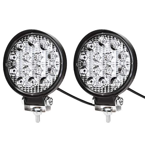 Faro Da Lavoro, 2 X 42W Tondo Fari Led 12V 24V Fari Di Profondità Impermeabile Ip67 Luci Di Lavoro Fuoristrada Per Moto Auto Atv Suv Trattore, 6500K(2
