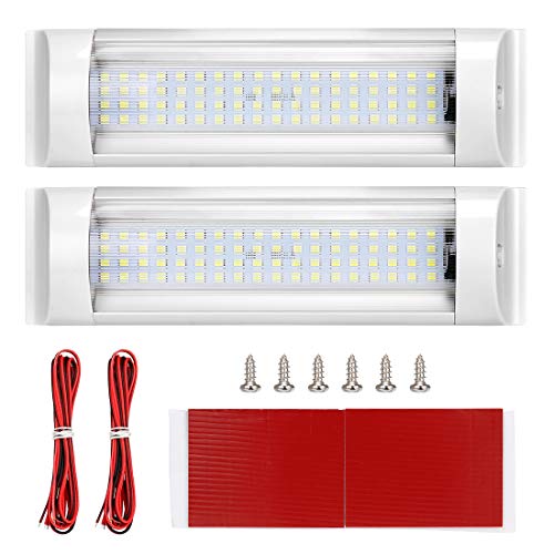 Suparee Luci A Led Da Soffitto Con Interruttore On/Off Bianco + Cavo Di Estensione Per Camper/Roulotte/Furgone/Barca (Confezione Da 2)