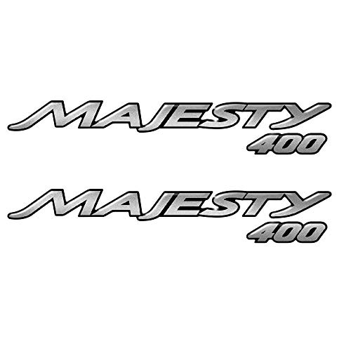 Resin Bike Adesivi Scooter Compatibile Con Yamaha Majesty 400. Protezione Scooter Da Urti E Graffi. Coppia Adesivi 3D Resinati Scritta Argento - 23X4