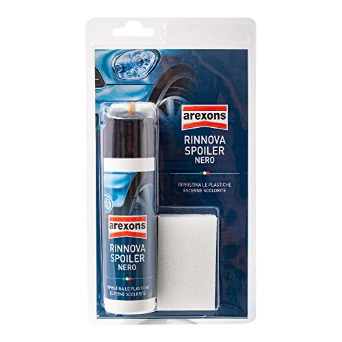 Arexons Rinnova Spoiler Nero Blister, 125 Ml Rinnova Plastiche Auto, Ravvivatore Plastiche Esterne Carrozzeria Auto, Ravviva Plastiche Moto, Rinnova P