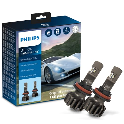Philips Ultinon Pro9100 Led Lampadina Fari Auto (H8/H11/H16), 350%, 5.800K, Set Di 2