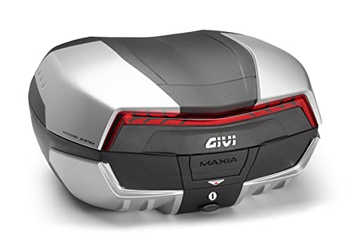Givi Bauletto Monokey System Portaoggetti Baule V58N Maxia 5 Per Scooter Moto 2 Caschi 58 Litri Topcase Posteriore Nero Con Catadiottro Rosso E Quattr