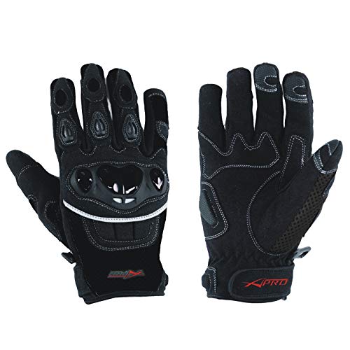 A-Pro - Guanti Estivi In Tessuto Con Protezione Sulle Nocche Per Motocross/Quad, Nero, Misura L