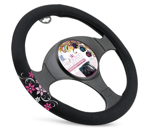Bottari 29210 Bottari 29210 Coprivolante Per Auto "My Star" - Universale - Colore Nero Con Ricamo Fiori Rosa, Rosa