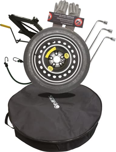 Mak Npk Kit Ruota Ruotino Pneumatico Di Emergenza 125/80 17, Completo Di Borsa, Crick Sollevatore, Chiave E Adattatore Per Audi,Seat,Skoda,Volkswagen