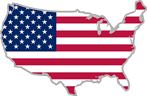 Adesivo Per Auto E Moto, Cartina E Bandiera Us, Stati Uniti D'America, Americana