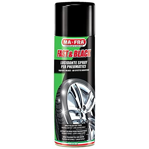 Ma-Fra, Fast & Black, Lucidante Spray Antistatico, Per Pneumatici, Effetto Duraturo, Rinnova Gomme, 200Ml