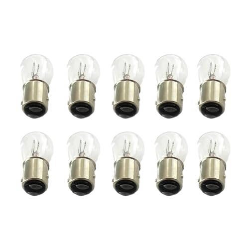 Carall 10 Pezzi Lampada Alogena 12V, Ricambio Lampade Per Auto E Moto (P21/4W Baz15D Asimmetrica 12V 21/4W)