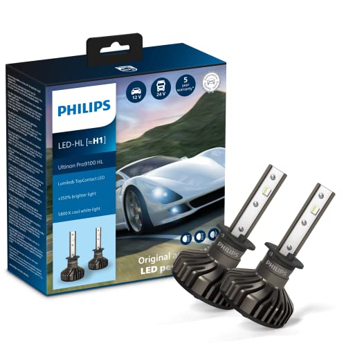 Philips Ultinon Pro9100 Led Lampadina Fari Auto (H1), 350%, 5.800K, Set Di 2