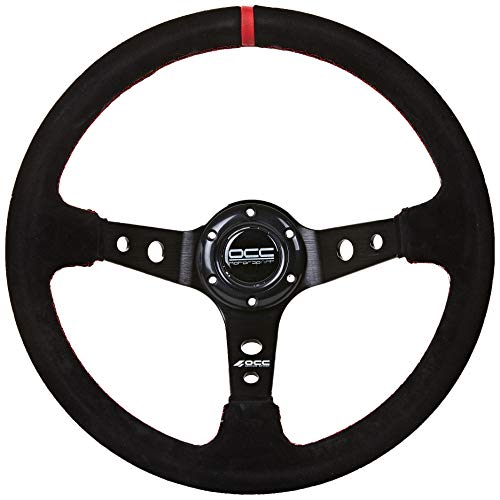Occ Motorsport Volante Offset Modello Track Alcantara Con Bracci Neri - Profondità 90 Mm - 350Mm (14 Pollici)