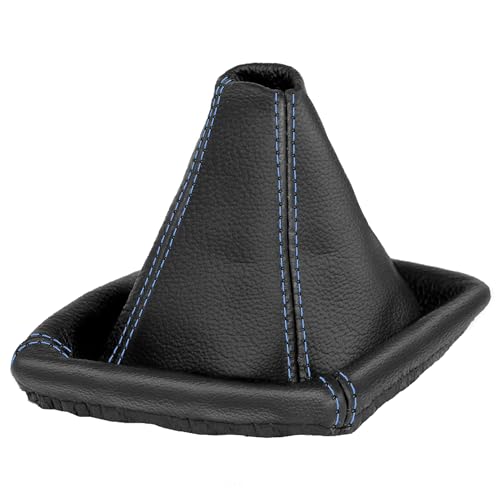 L & P Car Design L&P A0061 Cuffia Leva Sacco Del Cambio Nero Di 100% Vera Vero Pelle Compatible Con Serie 3 E46 Con Cucitura Blu Marce Plug Play Di Ca
