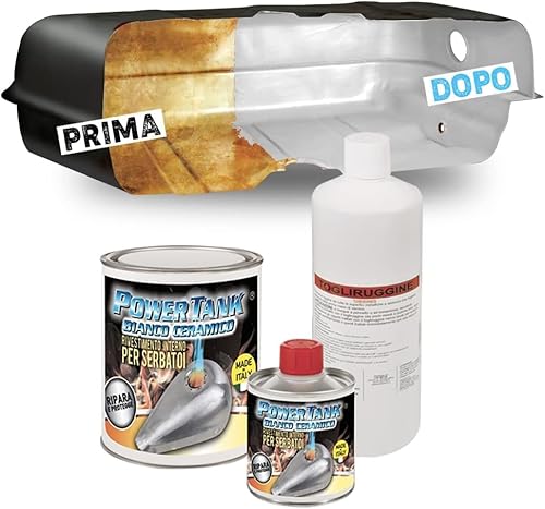 Power Tank Bianco Ceramico Trattamento Serbatoio Auto (50/55 Litri) Kit Grande Big 1,3 Kg Per Interno Serbatoi Benzina Diesel Elimina La Ruggine Ripar