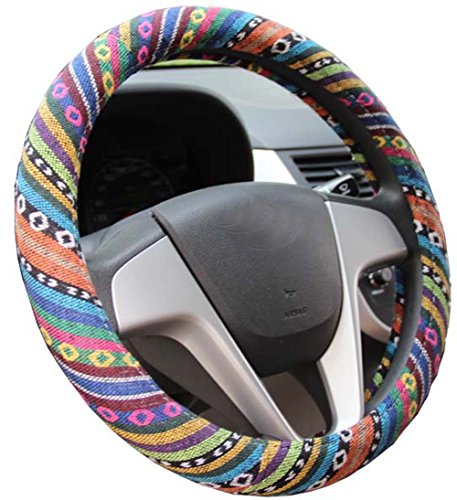 Mayco Bell 2017 Stile Etnico Grossolano Lino Panno Auto Coprivolanti Anti Scivolo E Assorbimento Del Sudore Auto Di Copertura Wrap Auto (D)