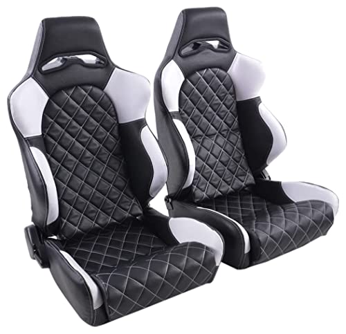 Sedile Sportivo Set Las Vegas Similpelle Nero/Bianco Cuciture Bianco