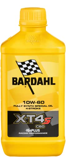 Bardahl - Lubrificante Moto Xt4S C60 10W60, Olio 100% Sintetico Per Moto 4 Tempi, Impiego Sportivo, Racing Performance, Formula Polar Plus, 1 Litro