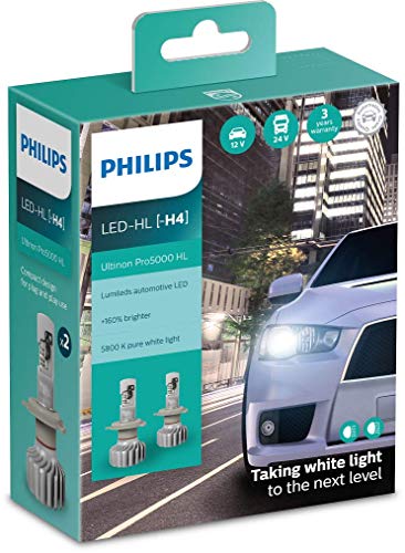 Philips Ultinon Pro5000 Led Lampadina Fari Auto (H4), Confezione Doppia