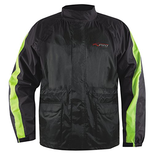 A-Pro Giacca Tuta Moto Antipioggia Impermeabile Antiacqua Con Cappuccio Fluo Xs
