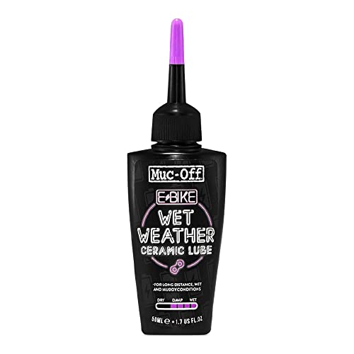 Muc-Off E-Bike Wet Chain Lube, 50 Ml - Grasso Ceramico Per Bici Elettriche Di Alta Qualità, Lubrificante Ceramico Bici Con Colorante Tracciante Uv - F