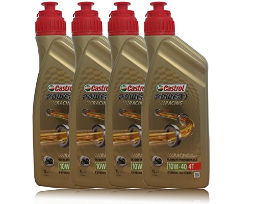 Castrol 4X Litri Olio Motore Moto Power 1 Racing 4T 10W40 - Offerta Valida Fino Ad Esautimento Scorte Nuova Formula