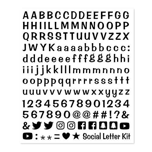 4R Quattroerre.It 1258 Kit Lettere Adesive Componibili Social Media, Nero