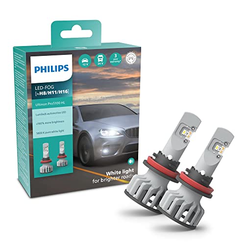 Philips Ultinon Pro5100 Led Lampadina Fari Auto (H8/H11/H16), 160%, 5.800K, Set Di 2