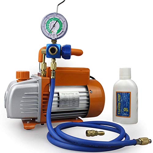 Bacoeng Pompa Vuoto 85 Lt/Min Con Manometro Collettore, Set Di Strumenti Per Il Condizionamento Del Refrigerante, Per Hvac/Ricarica Automatica Del Ref