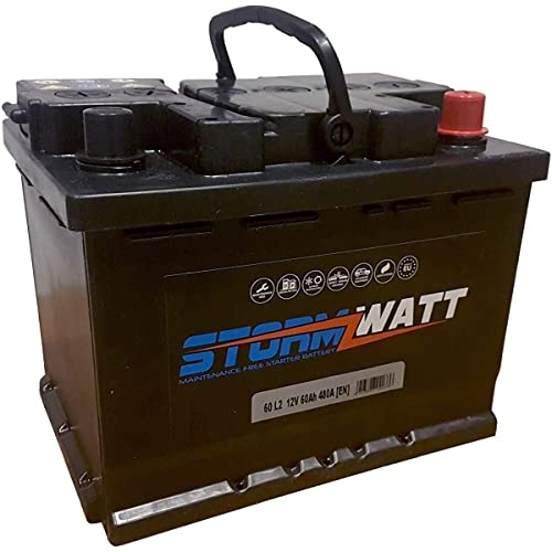 Stormwatt Batteria Per Auto 60Ah L2 12V Spunto 480A Per Tutti I Tipi Di Veicoli Pronta All'Uso