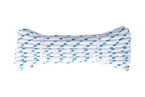 Treccia Nautica Matassa Diametro 4Mm, 20M - Colore Bianco Lucido Con Segnalino Azzurro - Made In Italy - Antica Corderia Marra ®