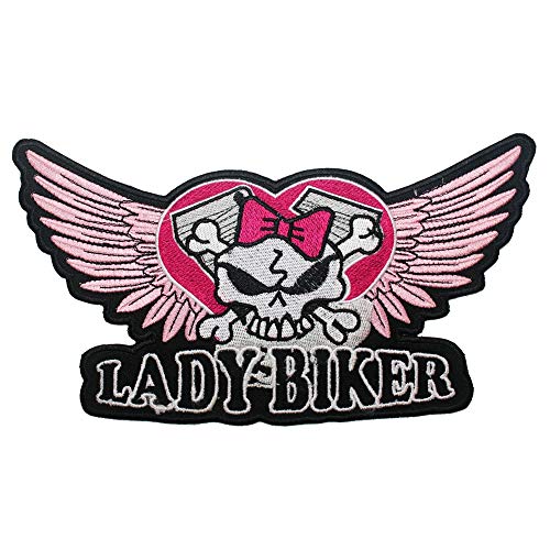 Toppa Donna Motociclista Patch Termoadesiva Colorata Tessuto Lady Biker Moto