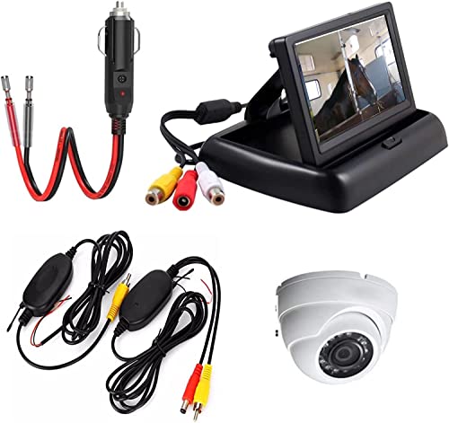 Frenkbox Kit Sorveglianza Preassemblato Trailer Trasporto Cavalli Monitor 4,3" + Telecamera Wireless Senza Fili + Adattatore Accendisigari Incluso