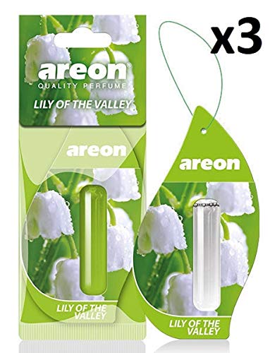 Areon Liquido Auto Deodorante Profumo Di Mughetto Fiore Ciondolo Appeso A Lunga Durata Home 3D 5 Ml Multi Pack – Set Di 3
