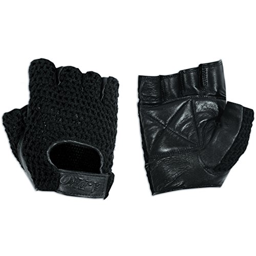 A-Pro Guanti Senza Dita Biker In Pelle Morbida Pelle Bovina Motociclo Punk Nero M