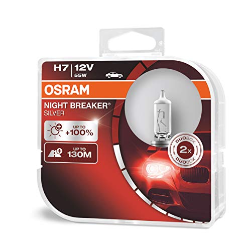 Osram Night Breaker Silver H7, 100% Di Luce, Lampada Da Proiettore Alogena, 64210Nbs-Hcb, 12V, Auto, Duo Box (2 Lampade)