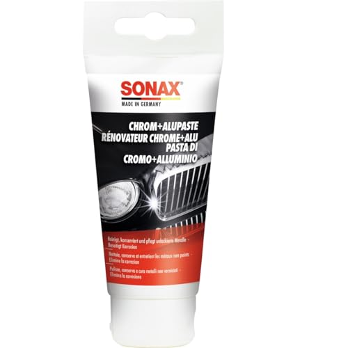 Sonax Pasta Per Cromo + Alluminio, Pasta Lucidante Elimina La Corrosione, Pulisce E Conserva Metalli Non Verniciati (Cromo, Alluminio, Ottone, Rame),