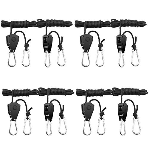 Bosytro 4 Coppie (8 Pezzi) 1/8 Di Pollice Rope Ratchet Ganci Di Corda Nylon 1/8" Cricchetto A Corda Con Gancio A Cricchetto Ingranaggi Interni In Meta