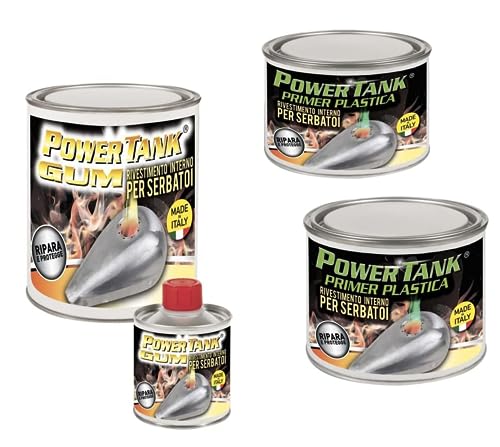 Power Tank - Kit Medio Con Powertank Gum E Primer Plastica - Ideale Per La Riparazione Serbatoi - Ripara,Rigenera E Protegge Il Serbatoio Per Auto E M