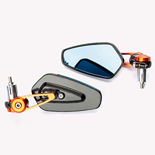 Specchietti 22Mm Manubrio Moto Retrovisori Metallo Universali Ovali Arancione