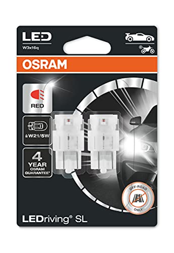 Osram Ledriving® Sl, ≜ W21/5W, Rosso, Lampade Di Segnalazione A Led, Solo Fuoristrada, Non Omologati Ece, Doppio Blister
