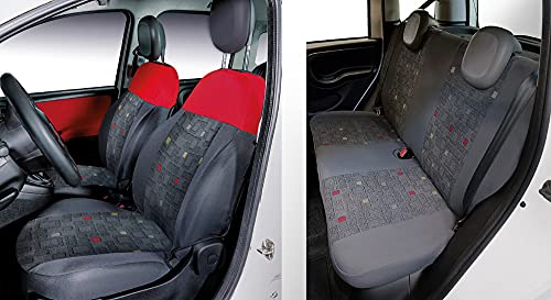 Serie Completa Coprisedili Personalizzati Fiat Panda 12> 4 Posti Post. Intero Grigio Fantasia Quadri