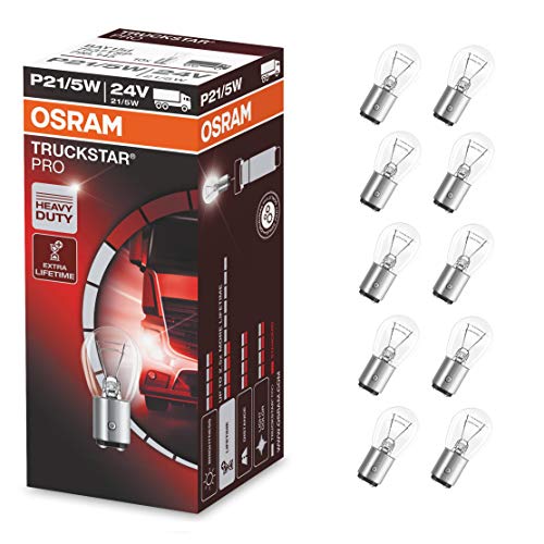 Osram Truckstar Pro P21/5W, Lampada Alogena Per Indicatori Di Direzione, Lampada Per Freni, Retronebbia, 7537Tsp, 24V Nkw, Scatola Di Cartone (10 Pezz