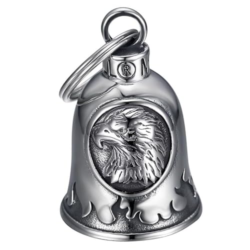 Bobijoo Jewelry - Clochette Moto Tête D'Aigle Porte-Bonheur Acier Inoxydable Argent