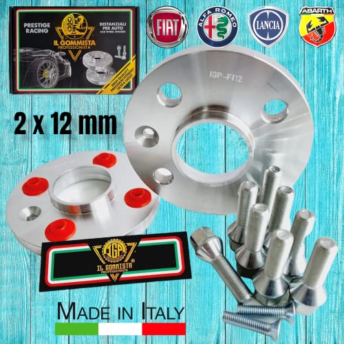 Igp 2 Distanziali 12 Mm 4 X 98 Mozzo 58.1 + 8 Bulloni Compatibili Con Fiat 500-595 - 695 Abarth Cabrio Type 312 Dal 2007 Al 2022 *Ok Auto Ruota Cerchi