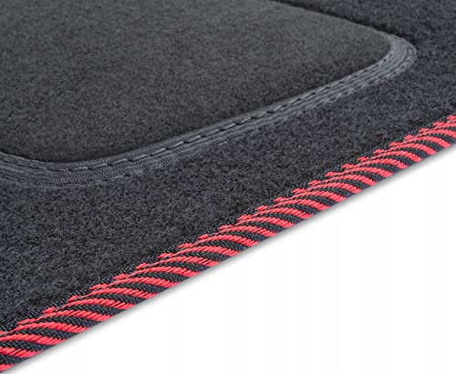 M Motos Tappetino Per Conducente Velours Premium 1 Pezzo Compatibile Con Hyundai Kona I 2017-2023 - Standard, Tessuto, Rosso Lato Conducente - Provate