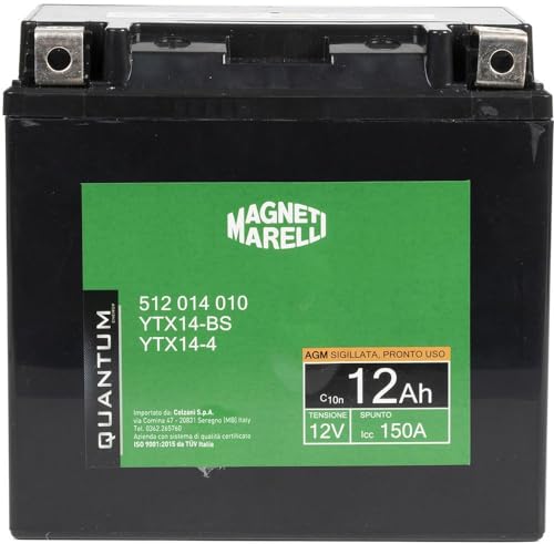 Magneti Marelli Batteria Moto E Scooter 12Ah 12V 150A Tecnologia Agm Sigillata Polo Positivo Sinistro