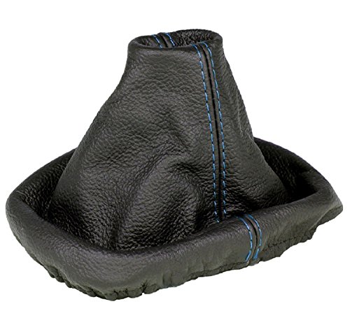 Intersale L&P A0035 Cuffia Leva Sacco Del Cambio Nero Di 100% Vera Vero Pelle Con Cucitura Blu Marce Plug Play Di Cambio Manuale