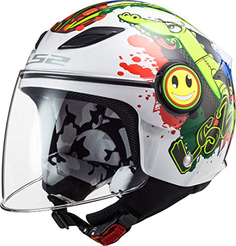 Ls2, Casco Moto Per Bambini Funny Croco Gloss White, L