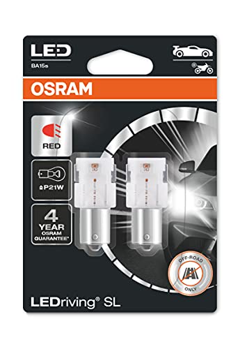 Osram Ledriving® Sl, ≜ P21W, Rosso, Lampade Di Segnalazione A Led, Solo Fuoristrada, Non Omologati Ece, Doppio Blister
