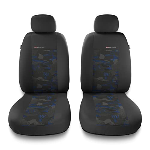 Mossa Coprisedili Anteriori Compatibili Con Renault Clio Ii, Iii, Iv (1990-2019) - Fodere Sedili - Set Coprisedili Auto Universali - 2Une-Bl