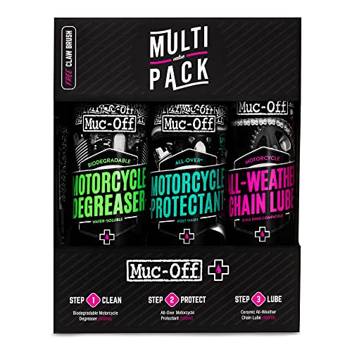 Muc-Off Motorcycle Multi-Pack - Kit Pulizia Moto Per La Pulizia E La Cura Della Moto - Include Sgrassatore Moto, Spray Protettivo Moto, Lubrificante P